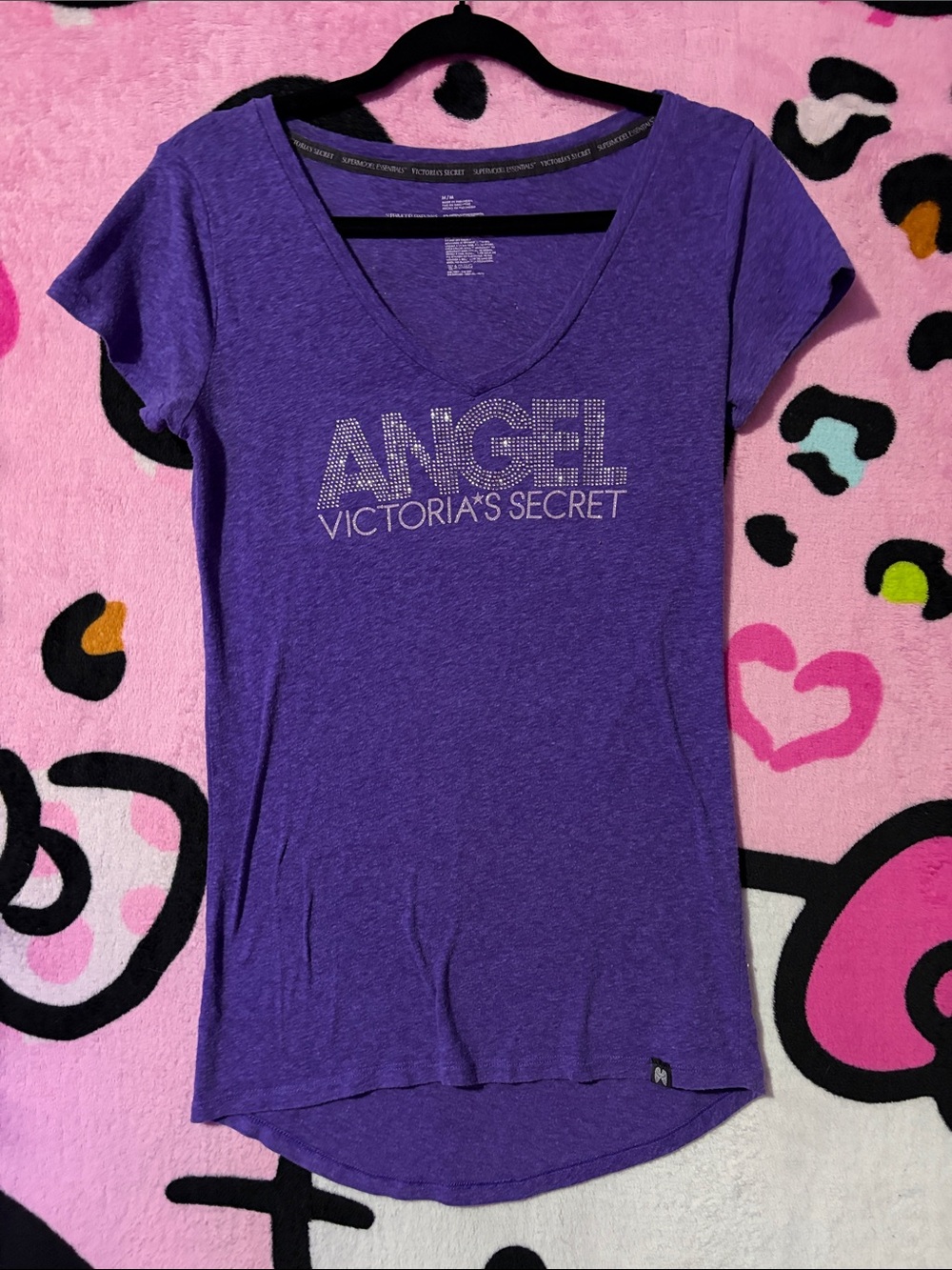 Victoria's Secret Purple Rhinestone V-Neck Tee